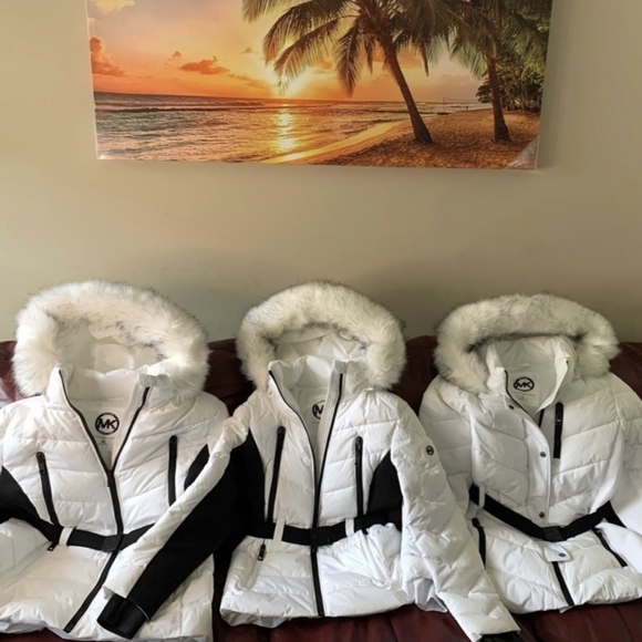 NWT Stunning Michael Kors Belted White Winter Coat Designer MK Jacket S M L XL - Picture 8 of 16